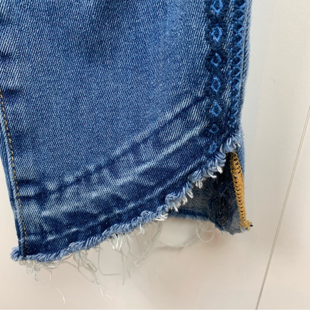 Driftwood sz 27 Jackie High Rise Embroidered Blue Skinny Ankle Jeans Raw Hem - Picture 4 of 11